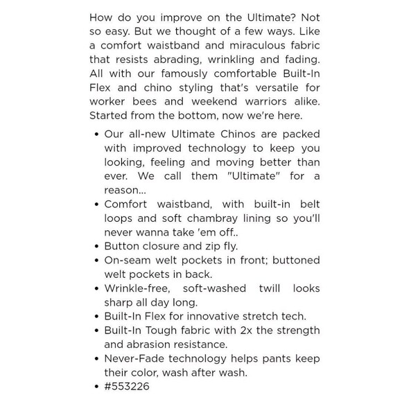 NWT Men's Old Navy Ultimate Slim Built In Flex Chino Pants Size 34x30 Caramel - Picture 7 of 8